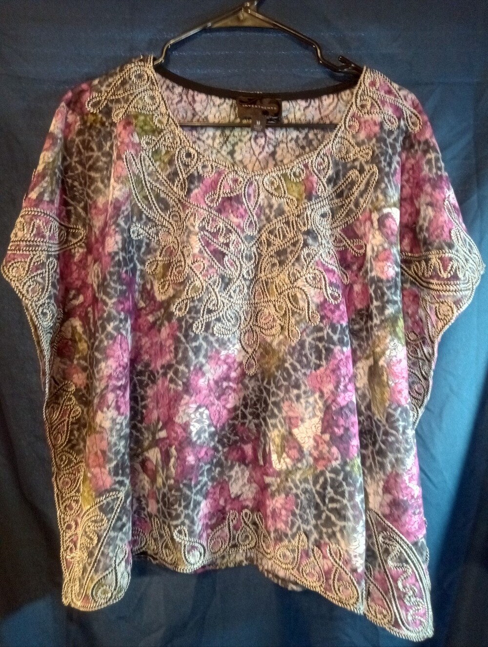 Investment Boho Floral Embroidered Women's Top in Purple